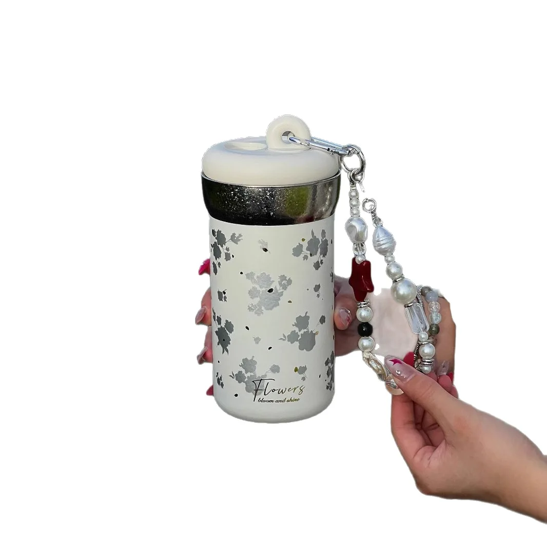 

Light luxury pure titanium thermal insulation for girls with high value coffee car portable tea handle birthday gift