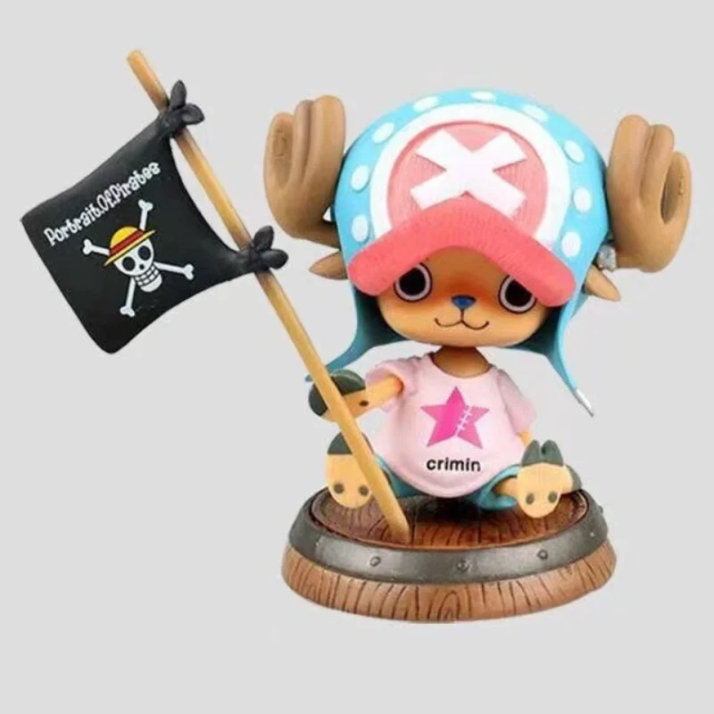 9cm One Piece Figure Anime Chopper With Flag Action Figurine Doll Model Toys PVC Statue Collection Car Decoration Children Gifts