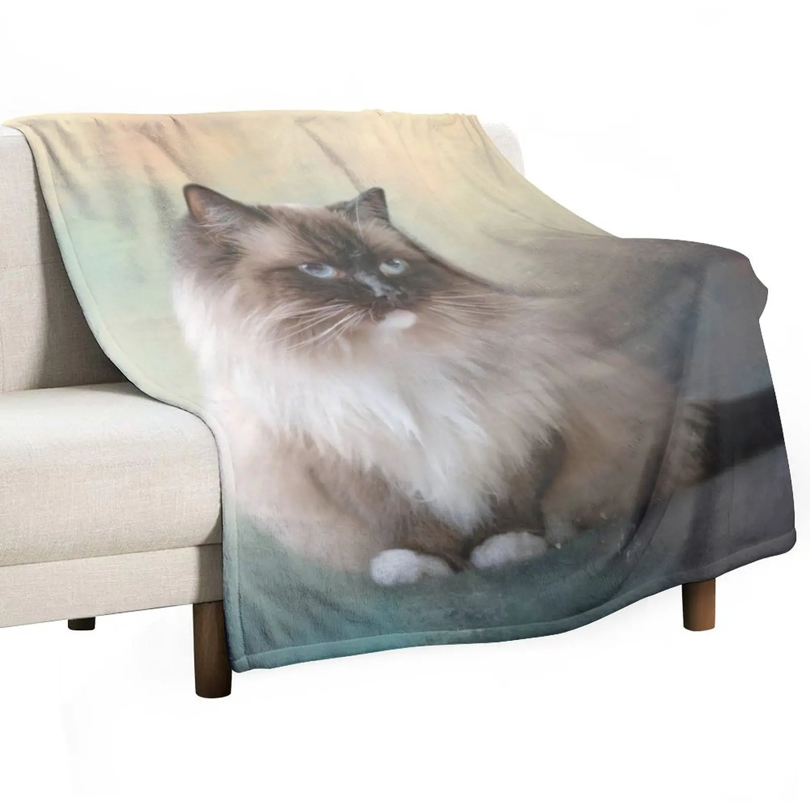 

Chocolate Point Ragdoll Cat 02 Throw Blanket Flannel Blankets For Sofas Sofas Beach Blankets