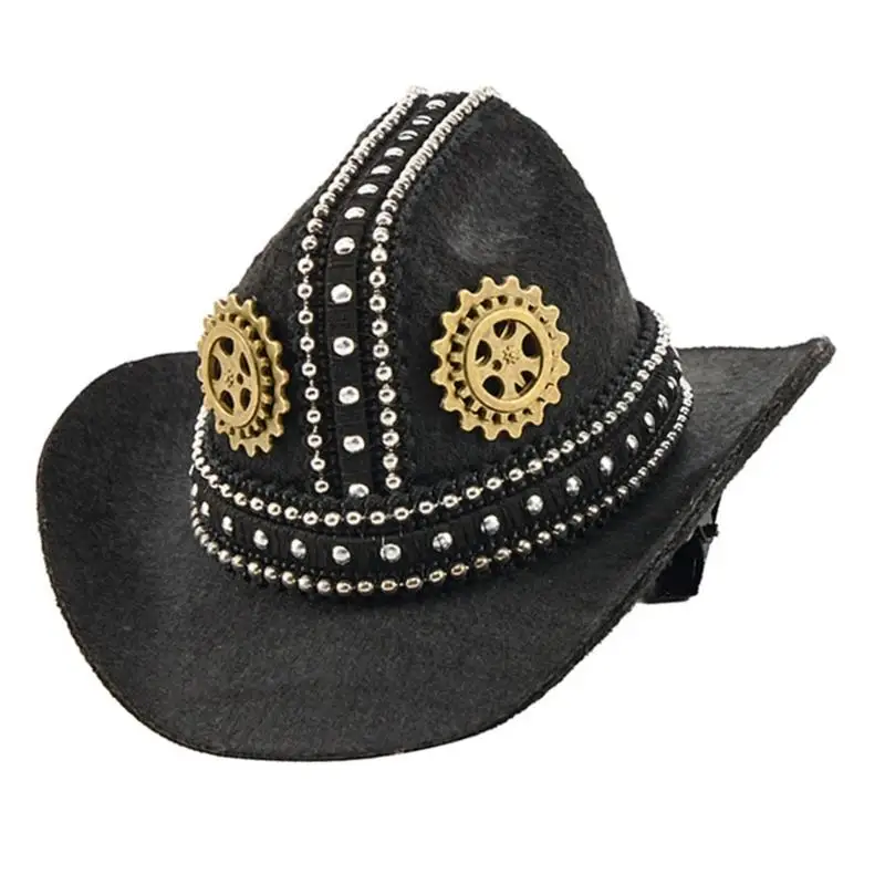 

A52E Rivets Styles Hat Hair Clip With Metal Studs And Gear Decor For Women Men Party Daily Use