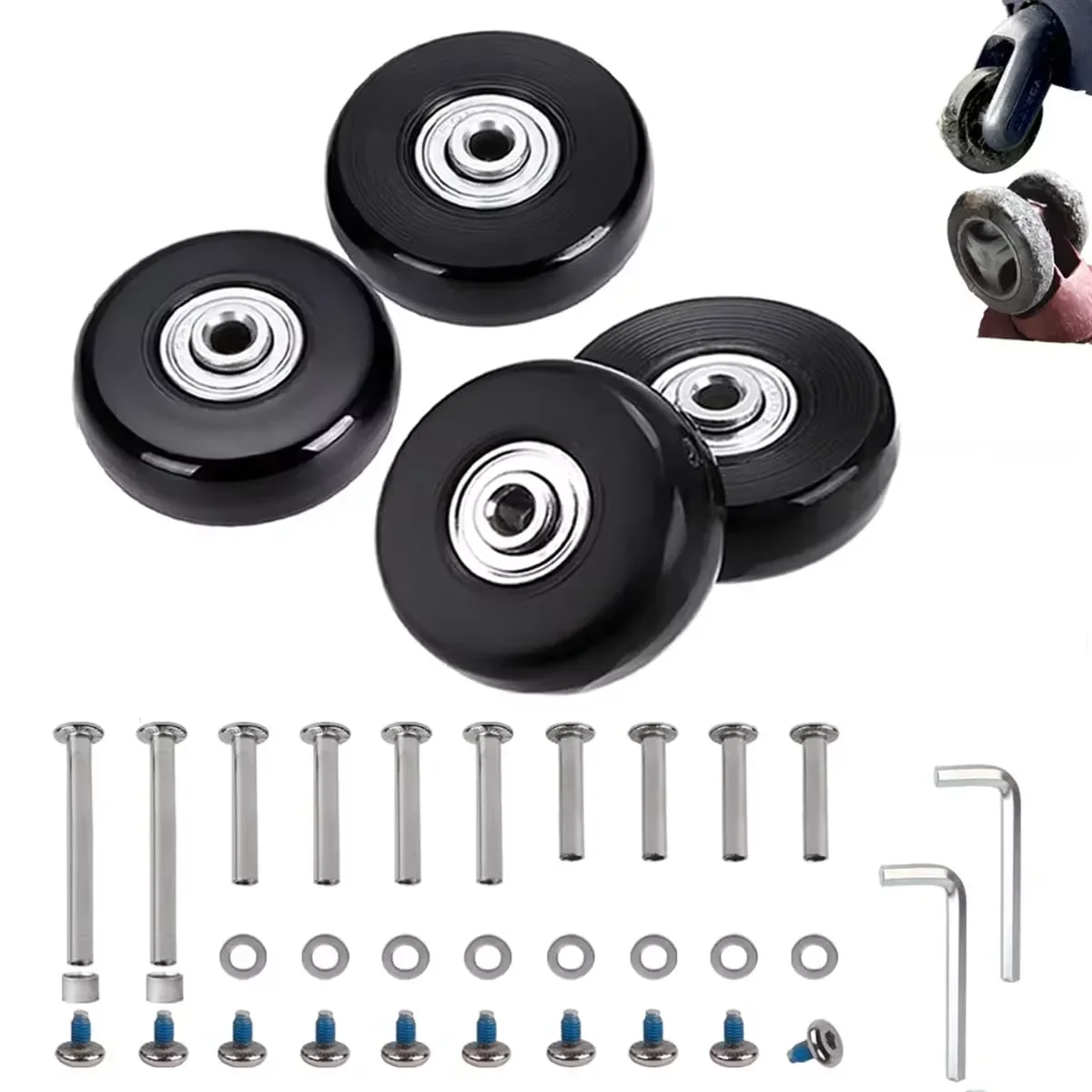 4/2Pcs Ersetzen Räder Mit Schraube Für Reise Gepäck Koffer Räder Achsen Reparatur Kit 40/45/50/60mm Stille Caster Rad Reparatur