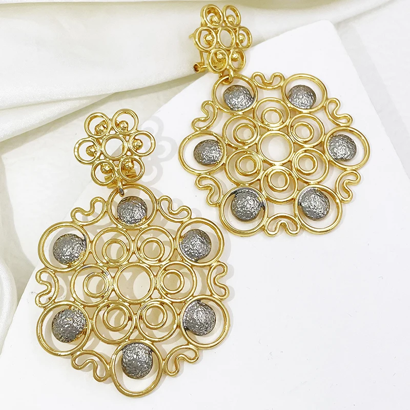 Big Drop Earrings For Women 18K Gold Plated Fashion Jewelry Daily Wear Accessories Trending For Lover Birthday Jewelry Gift