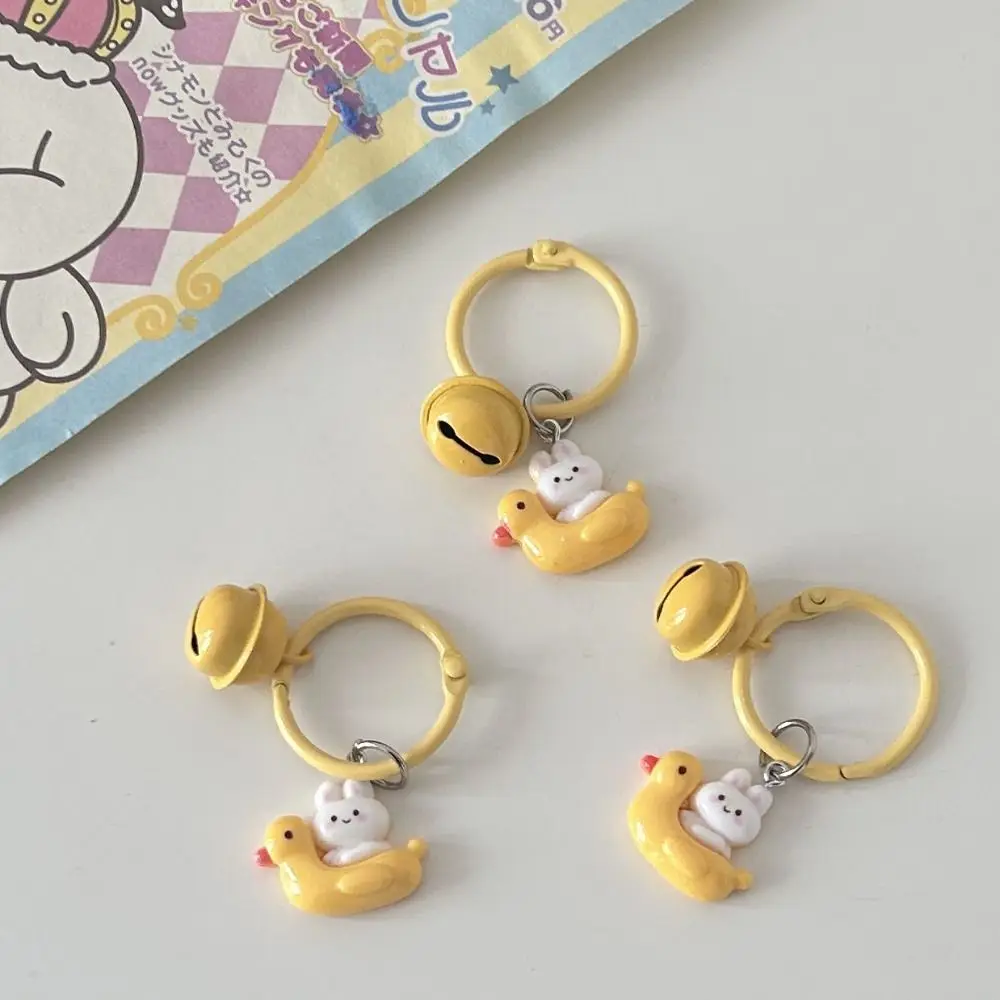 Car Key Accessories Cartoon Duck Rabbit Cute Keychain Bag Accessories with a Bell Cartoon Hangings Gift Ornament Bag Keyring