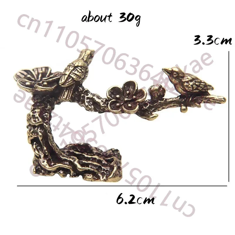 Pure Copper Plum Tree Happy Magpie Bird Miniature Antique Cuckoo Figurine