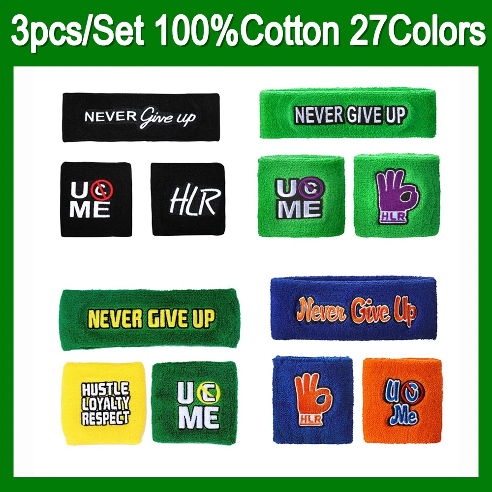 3 pcs / Set 100% Cotton Adjustable Sports Wristband Sweatband Sweat Band For Men and Women Gym 100% Cotton Sweatbands Wristbands