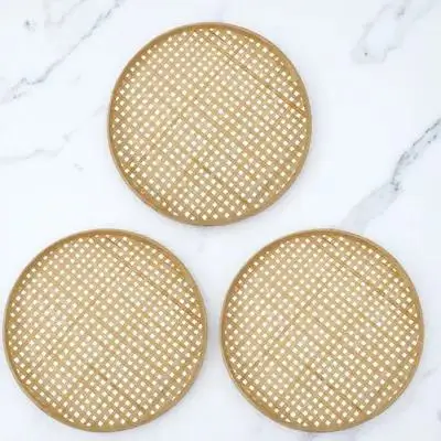 

3pcs Bamboo Colander Basket Multipurpose Sieve For Home Storage Fruit Bread Organizer Chinese Traditional