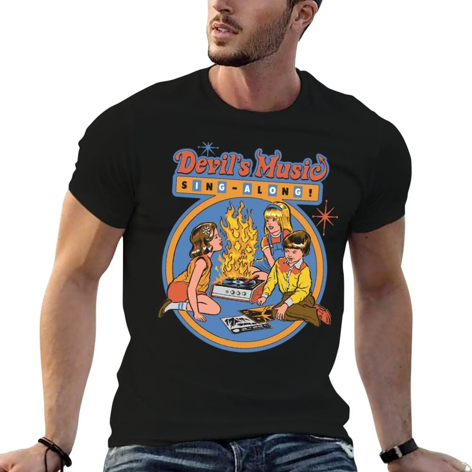 Devil Music Sing-Along T-Shirt man graphic t shirt printed t shirts for man cotton tshirt 100% T-shirt