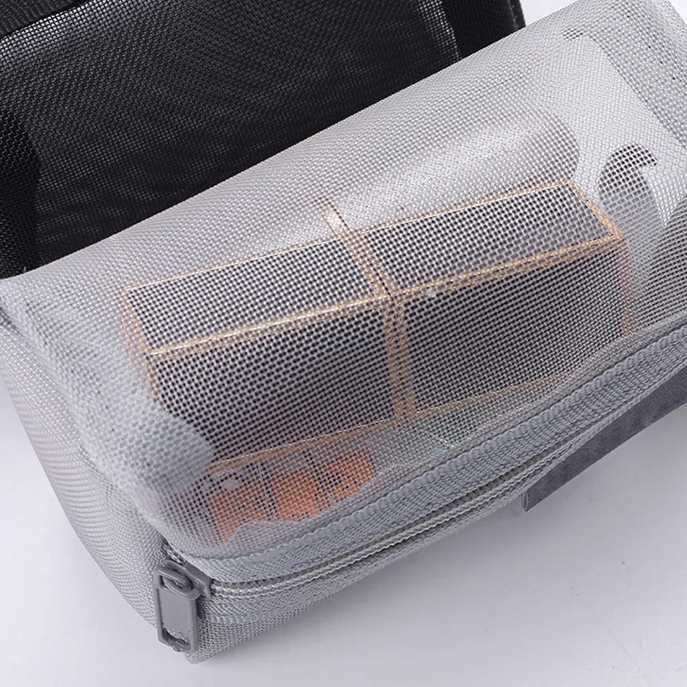 Simple Nylon Small Square Mesh Makeup Case Three-dimensional Coin Purse Key ID Credit Card Holder Bags Mesh Zipper Storage Bags