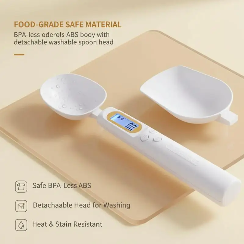 USB Rechargeable Spoon Scale, 0.1g Mini Electronic Weighing Spoon for Baby Food, Kitchen and Baking