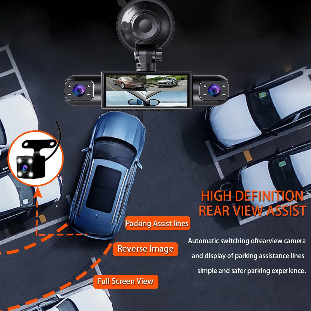 Dash Cam Vehicle DVR Video Recorder 4 Cameras for Cars Black Box Front Rear Internal Night Vision Loop Recording Dashcam Car 360 gallery 4