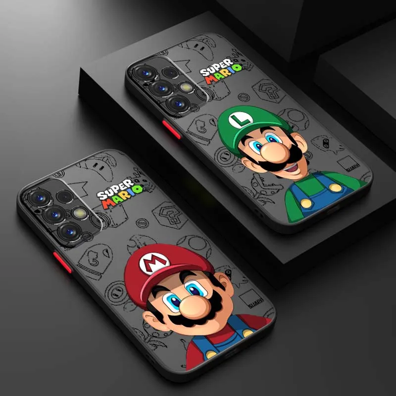 

Anime Super M-Mario Cartoon Phone Case For Samsung A56 A42 A36 A34 A33 A32 A23 A16 A26 A07 Note 20 5G Frosted Translucent