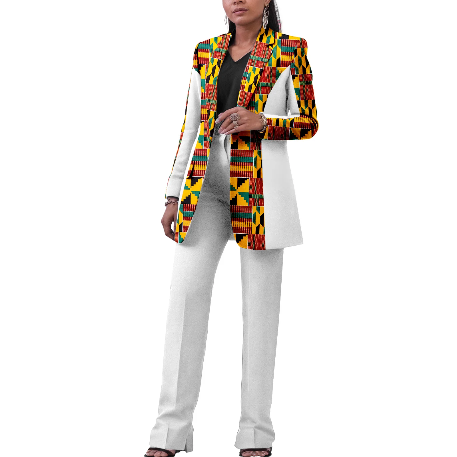 

African Suits for Women Ankara Blazer Dashiki Outfits 2 Piece Set Jacket and Pants Kente Clothes