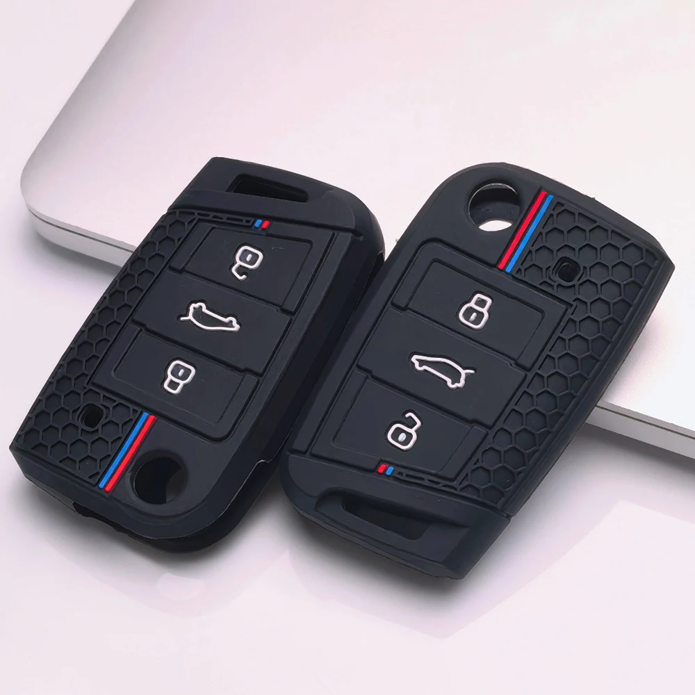 Key Shell Cover for VW Golf Polo Tiguan Passat Jetta Octavia Touran Caddy Anti-Scratch Shockproof Soft Grip Button Friendly