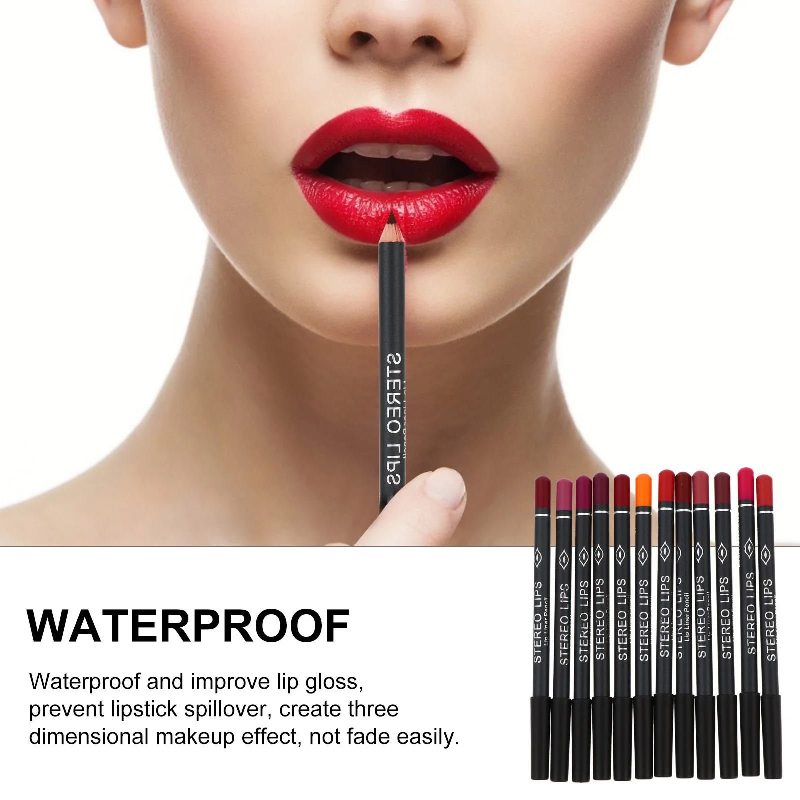 12-delige lipliner vormgevend potlood waterdichte vrouwelijke make-up benodigdheden accessoire voering lippenstiften