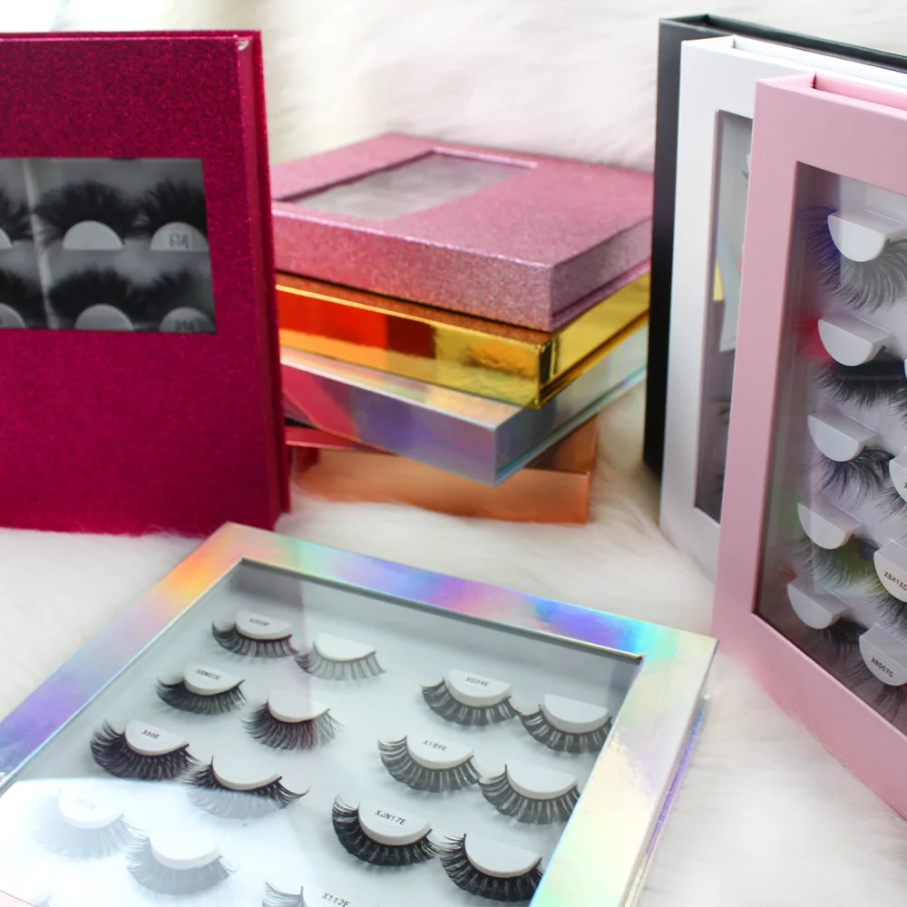 Wholesale Flip Cover Magnetic Boxes for 10 Pairs Eyelash Books 10-pair Mink Eyelashes Packing Box Case Customs Makeup customize