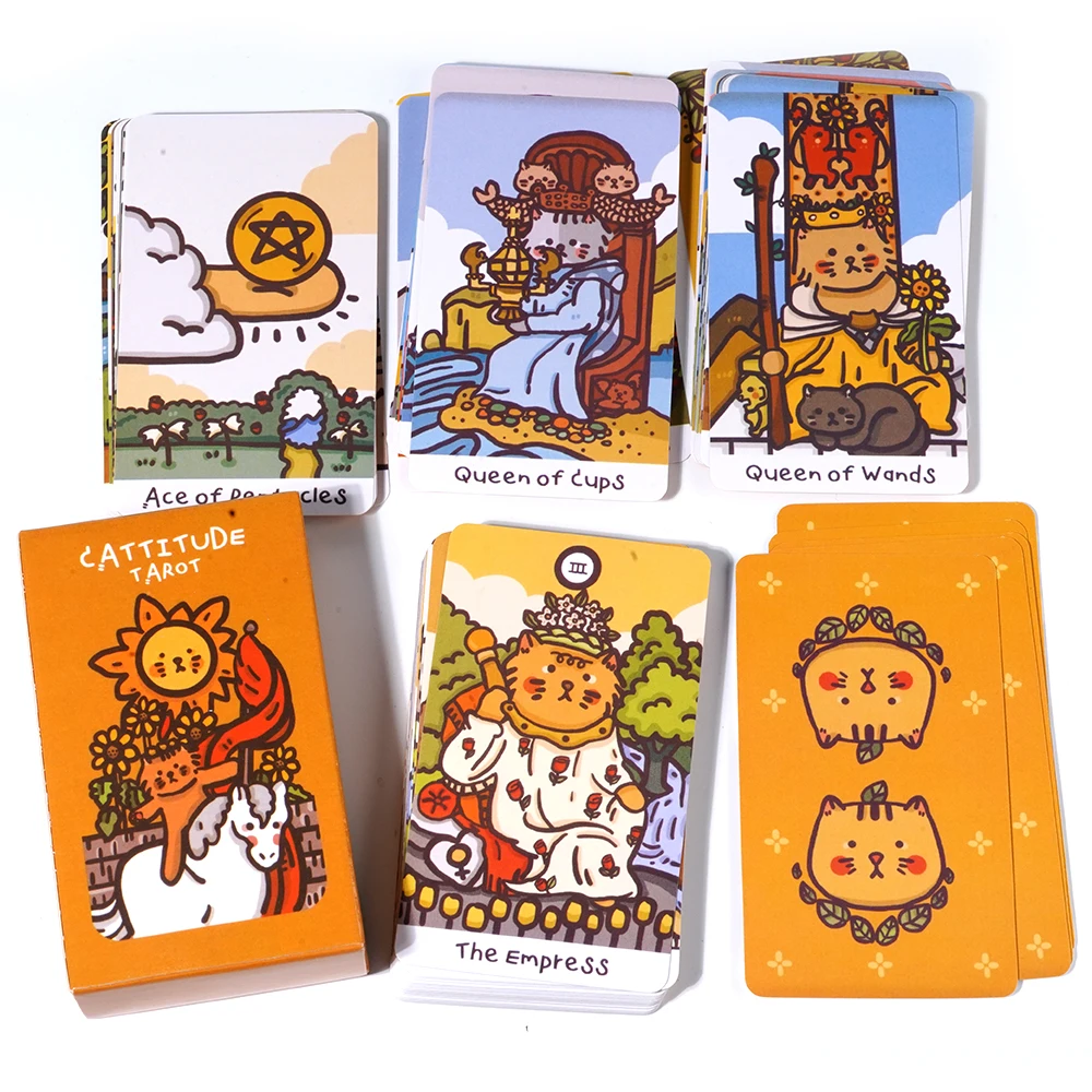 Cattitude Tarot Deck Cat Tarot features various kinds of Cats 78 Card Deck Pocket Size Fortune Telling Game Divination Game Deck