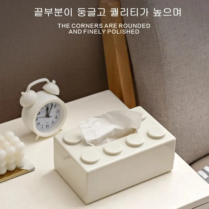 Desktop Square with Spring Building Block Type Tissue Box Household Multi-functional Wall Hanging Upside down One Tissue Storage