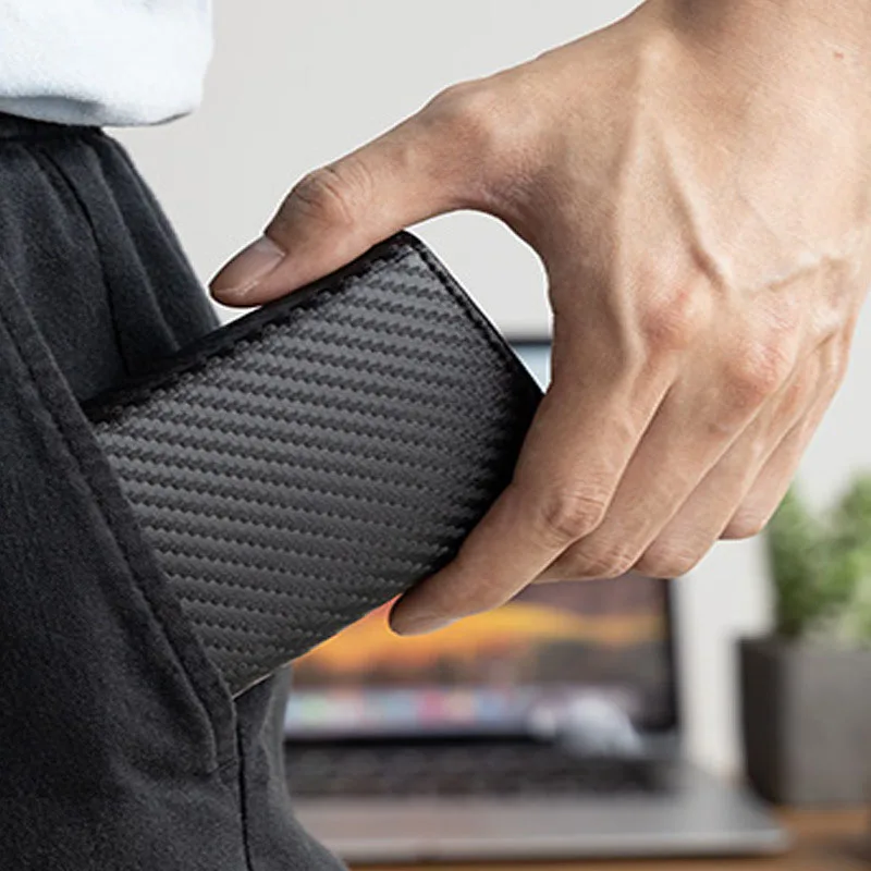 Magnet Rfid Blocking Credit Card Holder Case for Men Unisex Leather ID Bank Wallets with Magnetic Buckle Closer Small PU Purse image 5