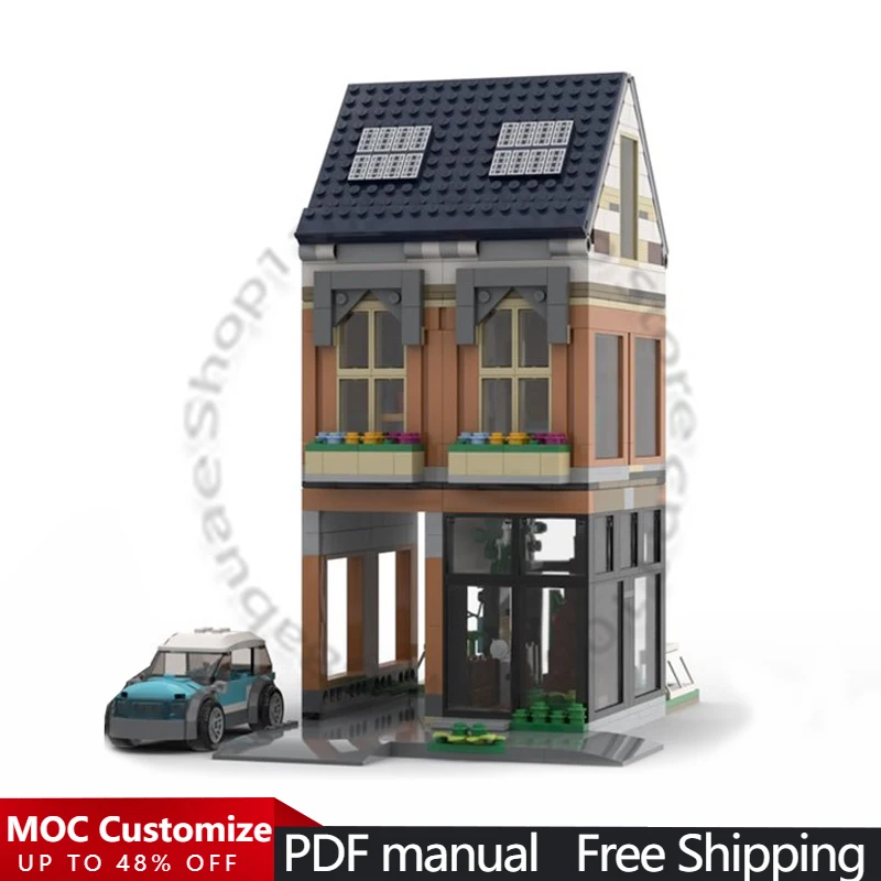 851 PCS City Engineering Deluxe Modular Family House - Modification of 2x Sets 60398 MOC Customize DIY Boys Assembly Toy Gift