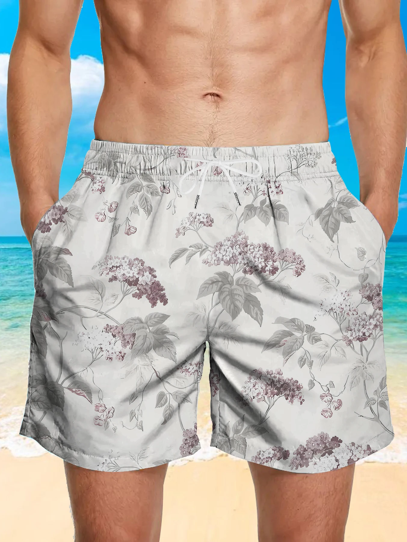 

Outdoor Quick Dry Polyester Shorts Men All Over Print Beach Board Swim Pants