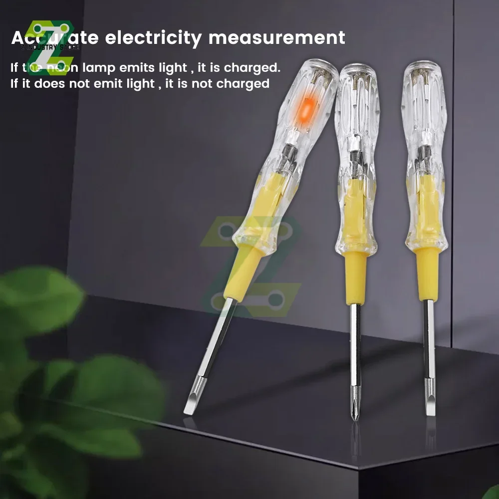 Double-Headed Screwdriver 100-500v Voltage Tester Pen  Detector Removable Phillips Flat-head Screwdriver Tools