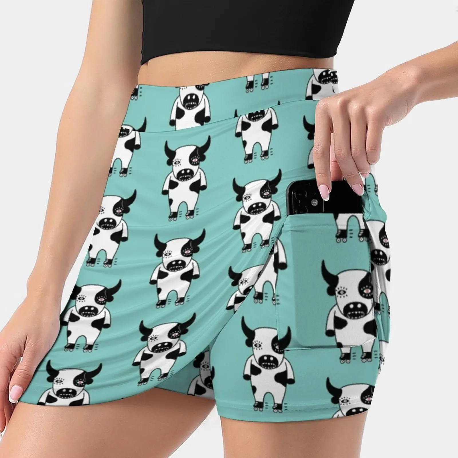 Bull Like A Cow Women'S Fashion Sporting Skirt With Pockets Tennis Golf Running Skirts Bull Cow Animal Silly Funny Kawaii Japan