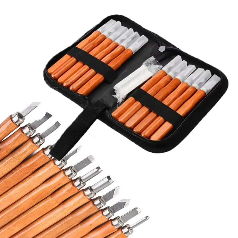 Professional Woodworking Wood Carving Chisel Knife Hand Tool Set For Basic Detailed Carving Woodworkers Gouges Hand Tool Kit