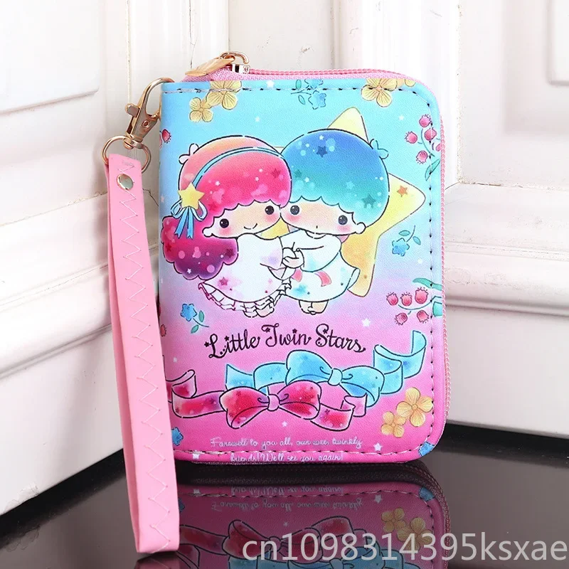   กระเป๋าสตางค์เฮลโลคิตตี้สำหรับผู้หญิงสาวน่ารักกระเป๋าใส่เหรียญคุโรมิหนัง PU กันน้ำกระเป๋าถือมีซิปแบบพกพา
