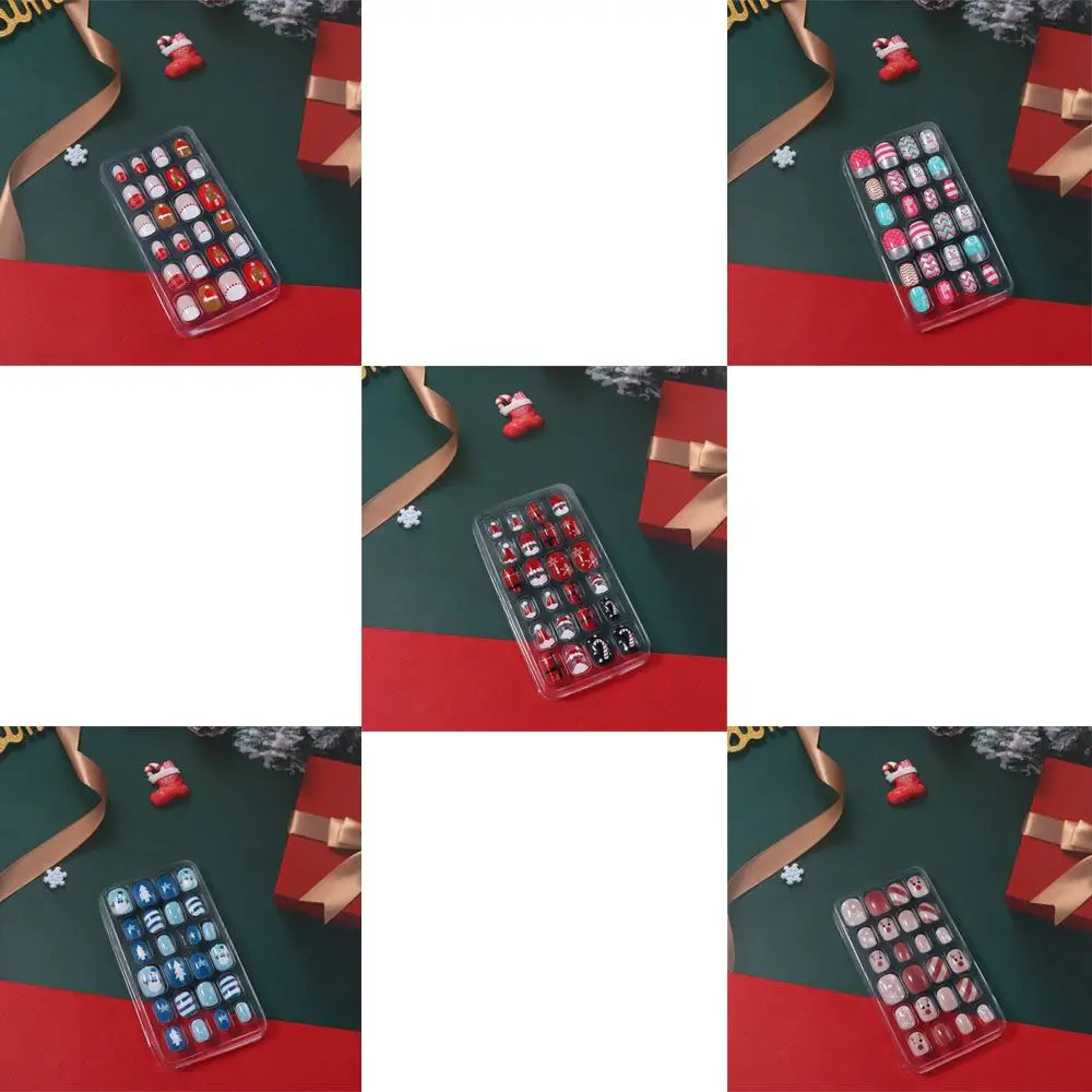 Sulla copertura completa Unghie finte Punte per unghie artificiali Decorazione per unghie fai da te Regali di Natale Unghie finte per bambini Unghie finte natalizie