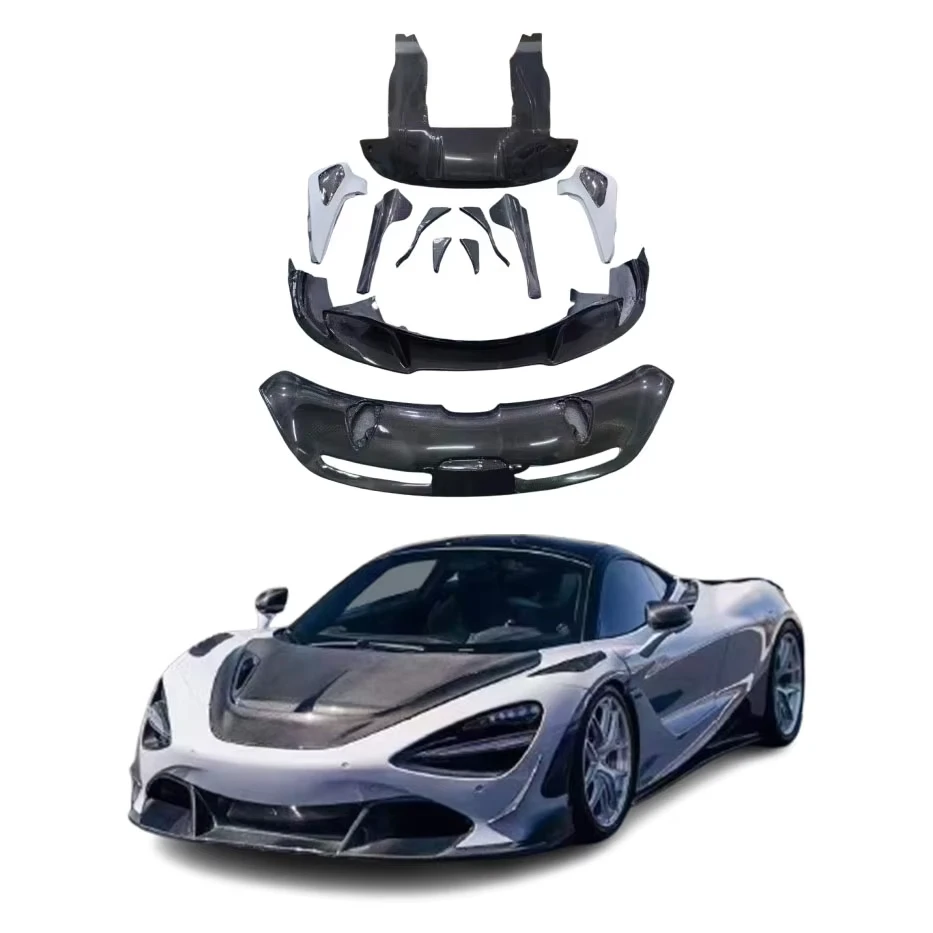 مجموعات هيكل عالية الجودة لـ McLaren 720s ترقية vorsteiner نمط ألياف الكربون الجبهة الشفة الخلفية الناشر Tuyere المفسد مثاليا