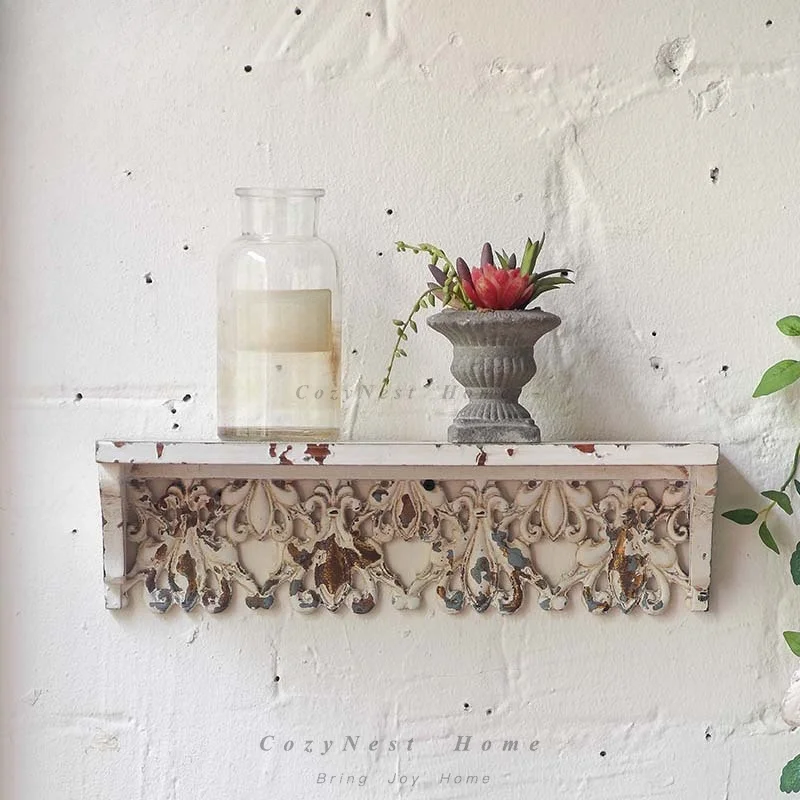 Wall rack antique carving old living room wall decoration cafe wall decoration flower rack small flower pot baffle