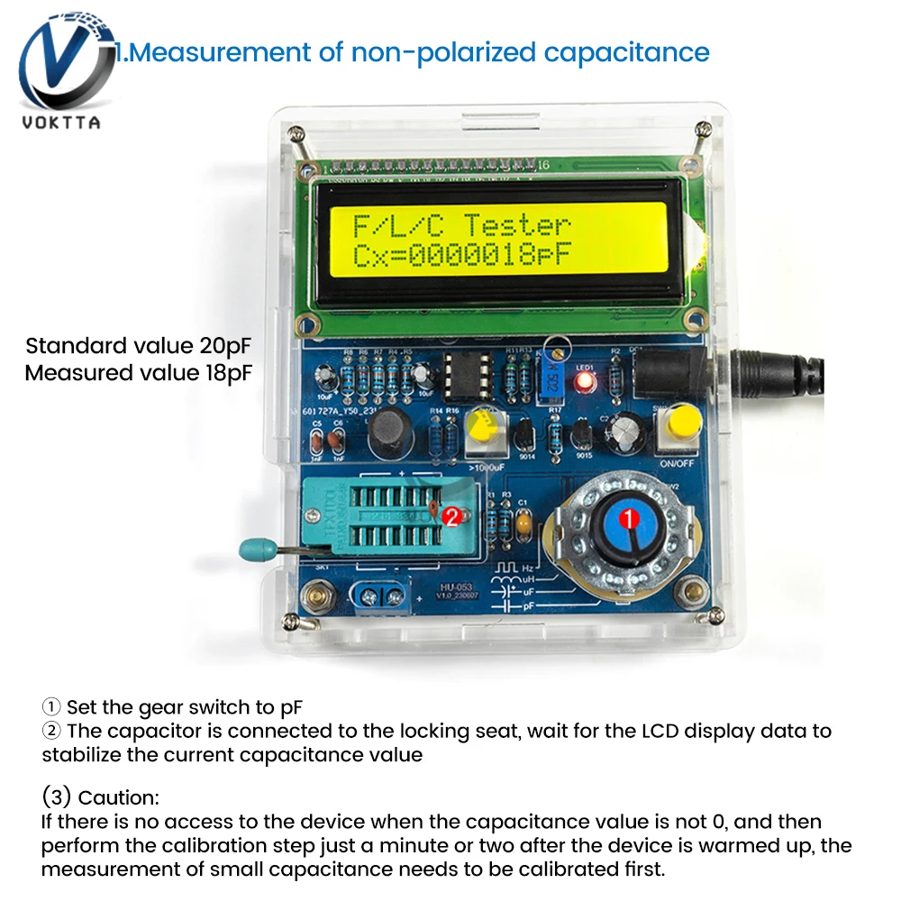 DC5V Digital Multimeter Transistor Tester LCD Resistance Capacitance Meter Tester Frequency Meter USB Triode Inductance Tester