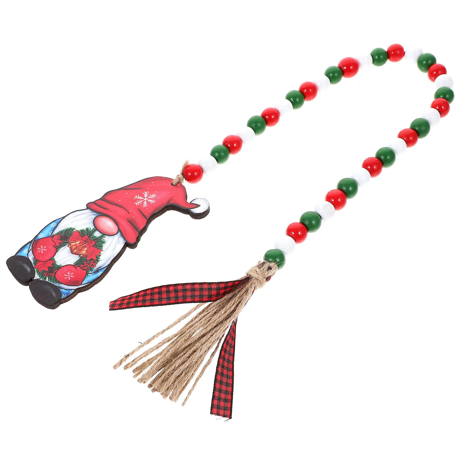 

Xmas Santa Wood Bead Pendant Tassel Car Home Decor Christmas Party Gift Christmas Decor Santa Wooden Bead Pendant