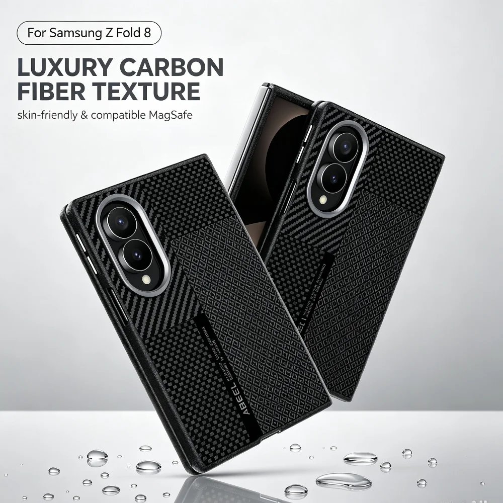 High Quality Busines Carbon Fiber Pattern Magnetic Case For Samsung Galaxy Z Fold 8 Ultra 5G for Magsafe Anti-drop Protect Cover