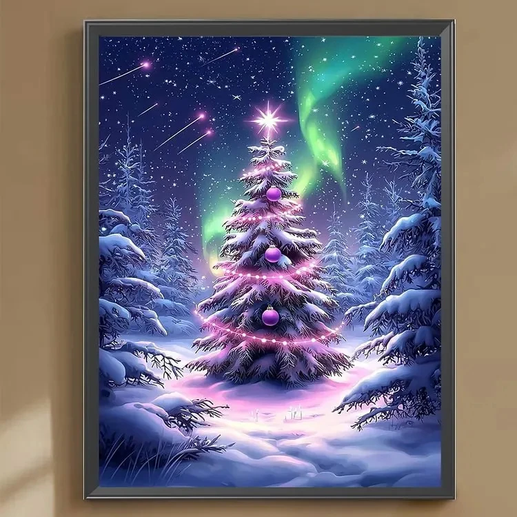 5D DIY Diamantmalerei-Set mit vollständiger Besatzung, Schnee-Weihnachtsbaum-Winterszene für Erwachsene, Wanddekoration für Zuhause, entspannendes Geschenk