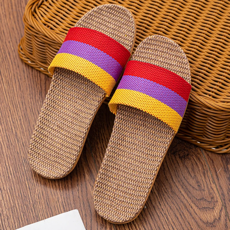 Summer Linen Women\'S Slippers Flat Sandals Home Color EVA Lightweight Shoes For Women Casual Slippers Free Shipping