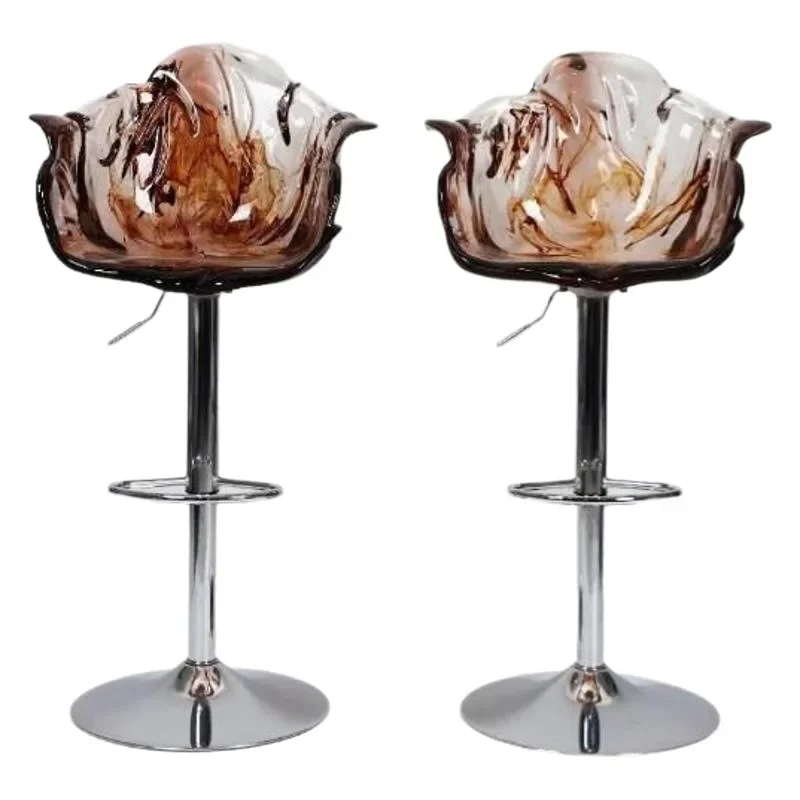 High-end high-end restaurant, lifting rotating petal chair, transparent resin high-end bar chair