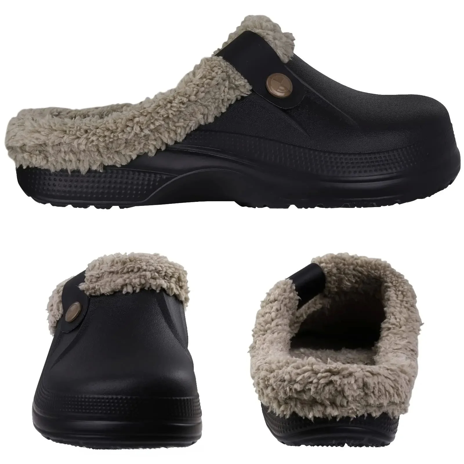 

Comwarm New Fuzzy House Slippers for Women Men Winter Waterp Artificial Leather Slip-On oes Comfortable Home Slippers