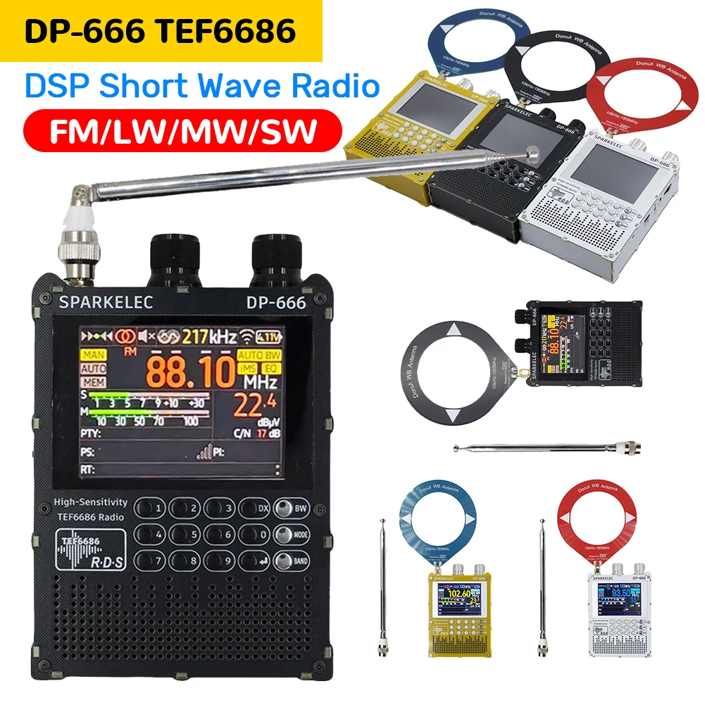 DP-666 TEF6686 Ricevitore DSP ad alta sensibilità Full Band FM AM Radio a onde corte FM/LW/MW/SW Radio a banda intera con display LCD