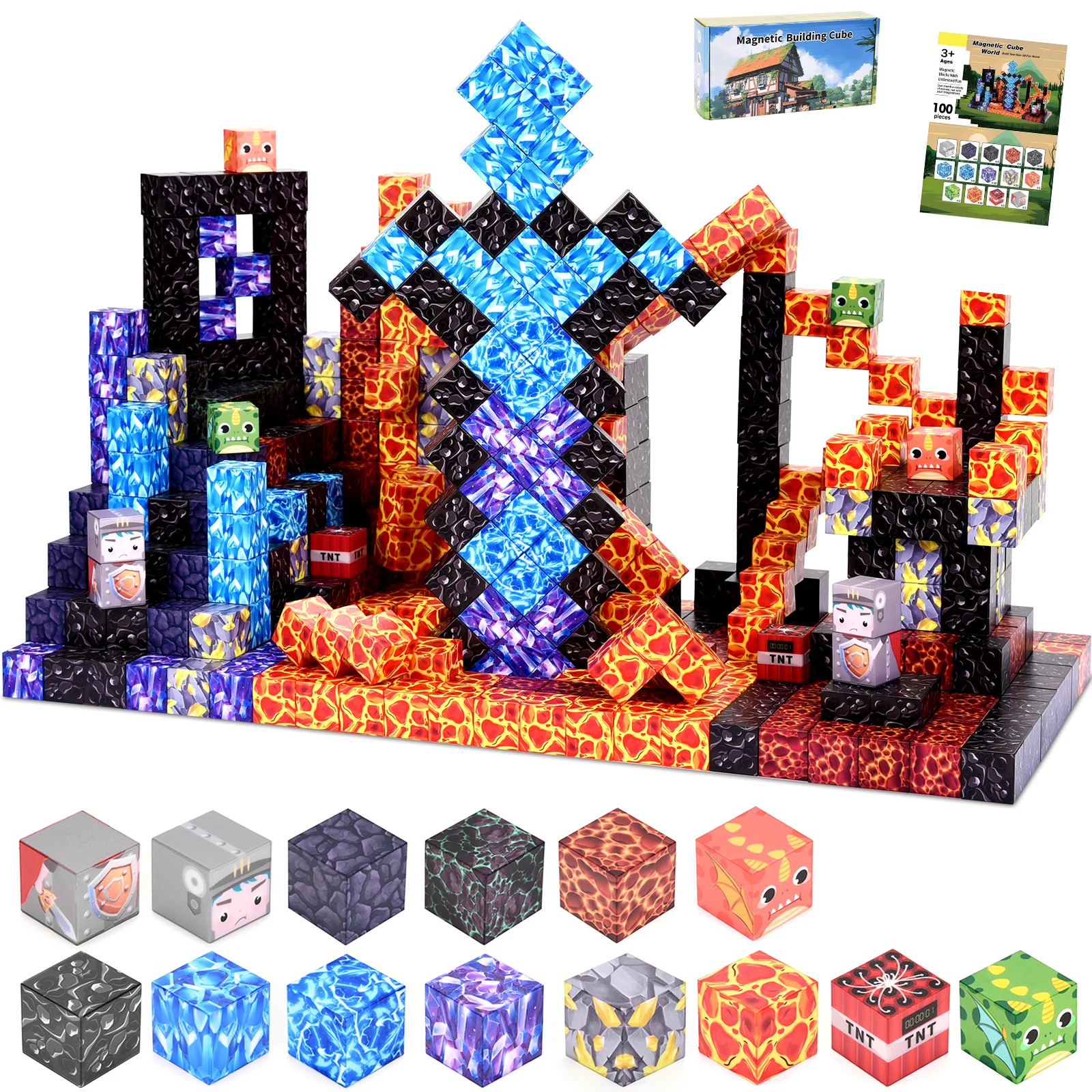 

100pcs Magnetic Blocks,Magnetic Cubes – STEM toys for kids 3+. Stackable, perfect Halloween/Christmas gifts for boys \& girls