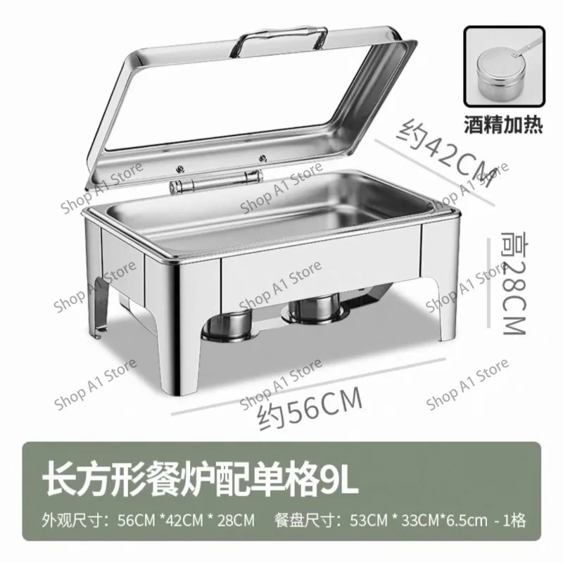 Stainless Steel Alcohol Heating Buffet Chafing Dish, Portable Food Warmer for Outdoor Camping Breakfast