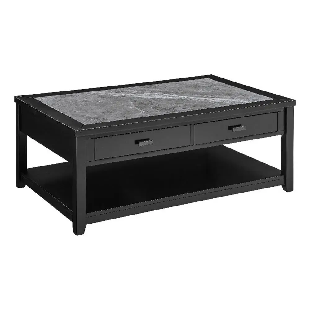 Furniture Garvine Coffee Table - Smoky Sintered Stone Insert, Transitional Styling, Ebony Finish, Easy Care,, Customized