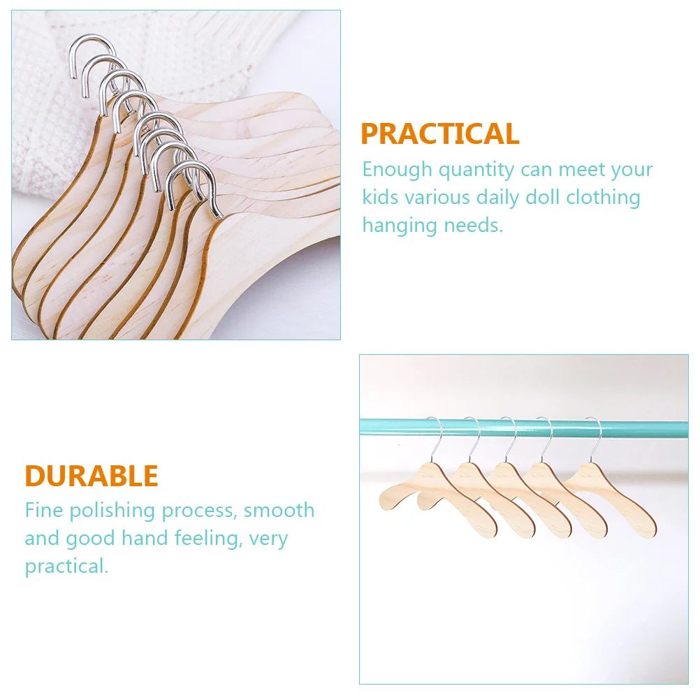 12 Pcs Hanger Wood Clothes Coat Hangers Mini Outfit Racks for Baby Toys Skirt Storage Shirt Stretchers