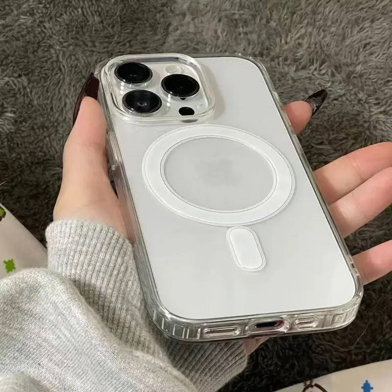 Luxus kabellose Ladung magnetisch für magsafe Fall für iPhone 11 12 13 14 15 pro xs max mini x xr 7 8 plus se klare Acryl abdeckung