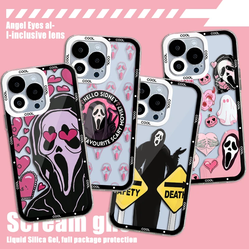 Ghostface Fear Scream Phone Case For Samsung S24 S23 S22 S21 S20 S10 FE Note20 Note10 Plus Ultra Lite 5G Clear Soft TPU Cover