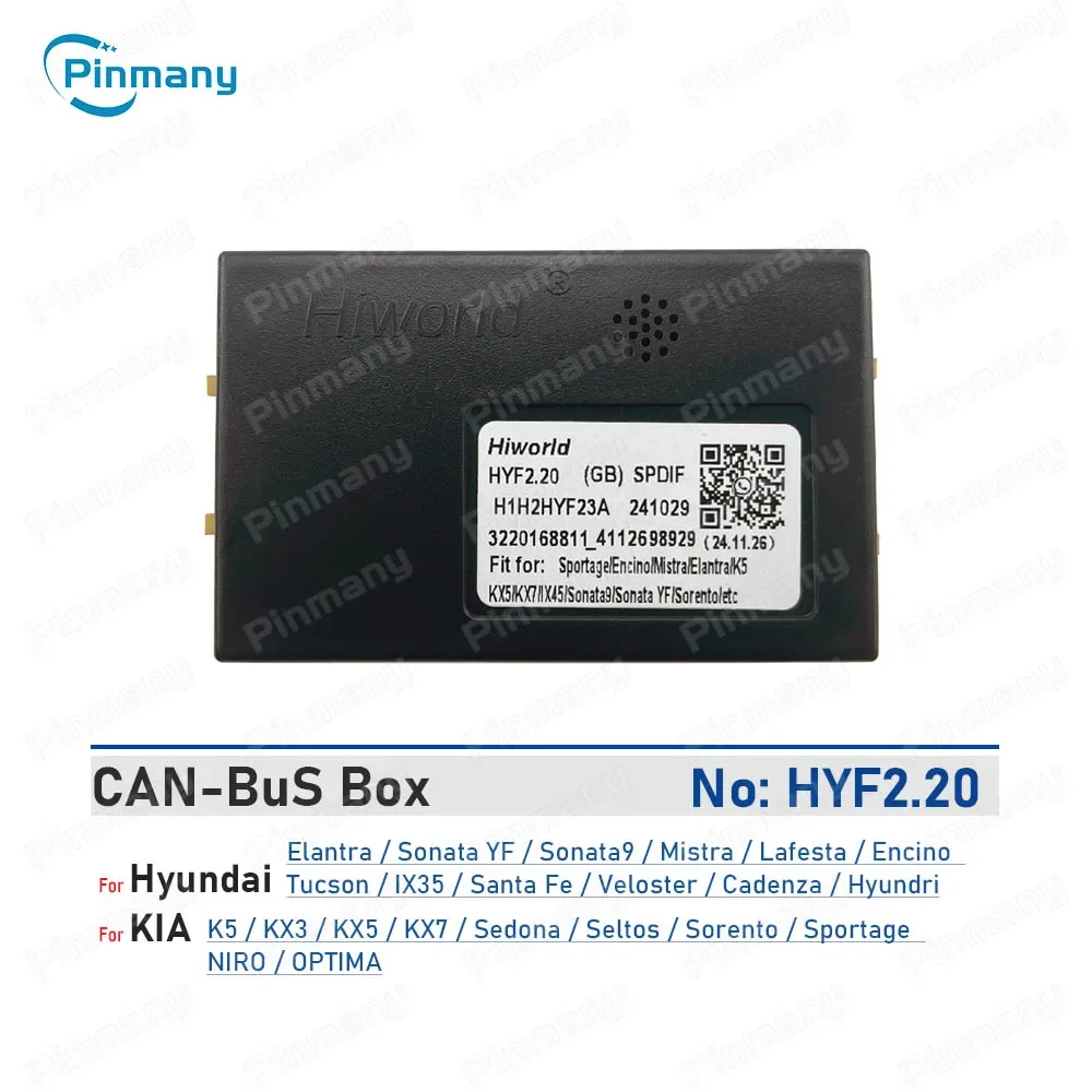 Car Radio CAN Bus Adapter HYF2 for Hyundai Elantra Sonata Mistra Lafesta Encino Veloster Cadenza KIA K5 KX3 KX5 KX7 Seltos Niro