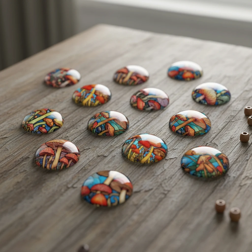 Mushroom 910 Glass Cabochon Flatback Beads Vintage for DIY Jewelry Making Scrapbooking 12mm 16mm 18mm 20mm 25mm