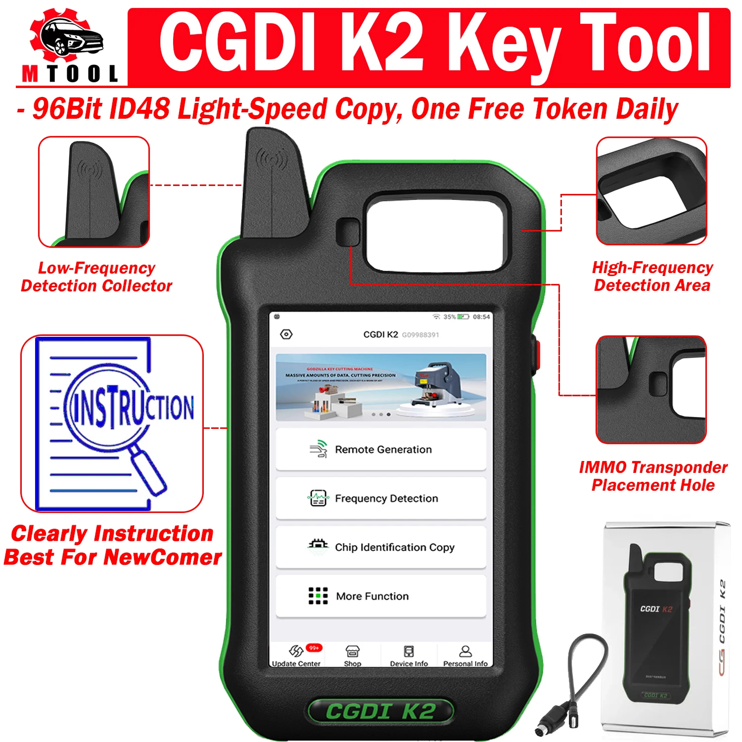 

CG CGDl K2 Wifi Multi-functional Remote Generator Auto Smart Locksmith Key Tool Support 96Bit ID48 Copy 1 Free Token Everyday