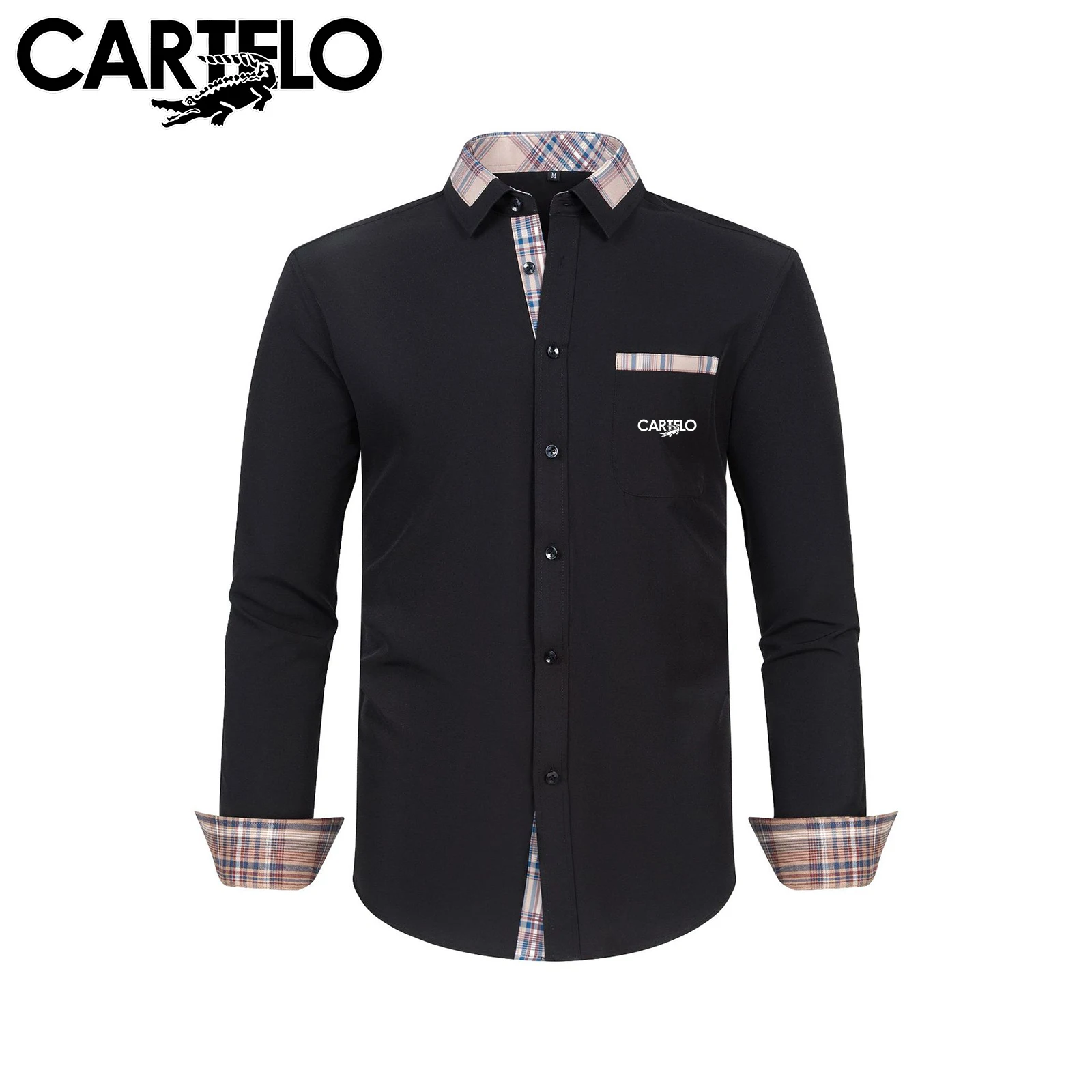 

Новая осенняя мужская рубашка из поплина с квадратным рисунком CARTELO, повседневная мужская рубашка с длинными рукавами и тонким клетчатым воротником, рубашка в европейском стиле