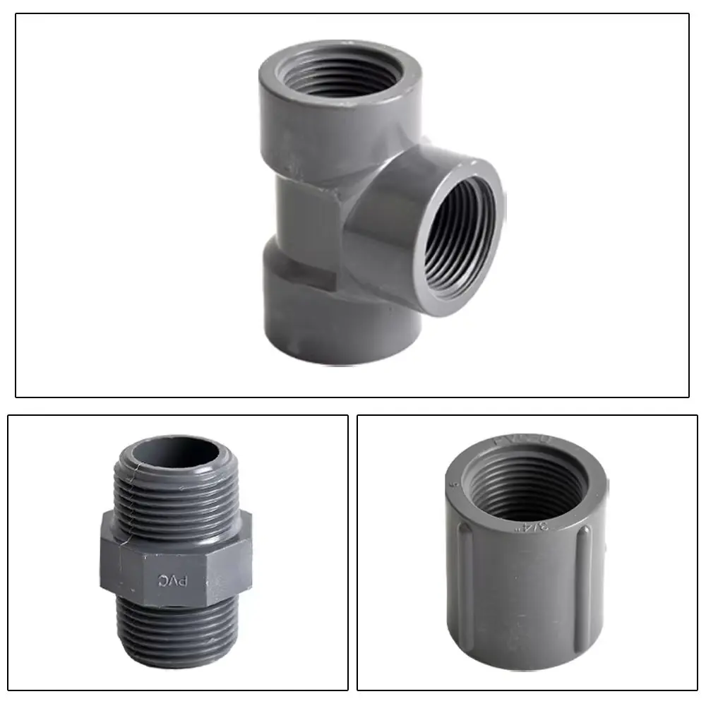 1/2 3/4 1 Inch PVC Pipe Female Threaded Straight Elbow Tee End Cap Connector Aquarium Fish Tank  Water Pipe Jiont Fittings